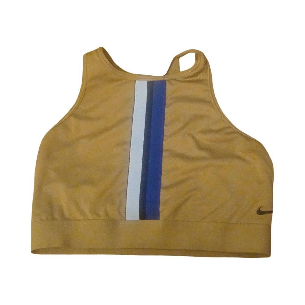 Nike Womens High Neck‎ Racerback Sports Bra Mustard Yellow Gold BV0846-790 Large